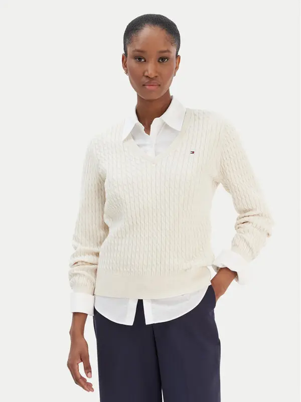 Tommy Hilfiger Tommy Hilfiger Džemper WW0WW44987 Bež Regular Fit