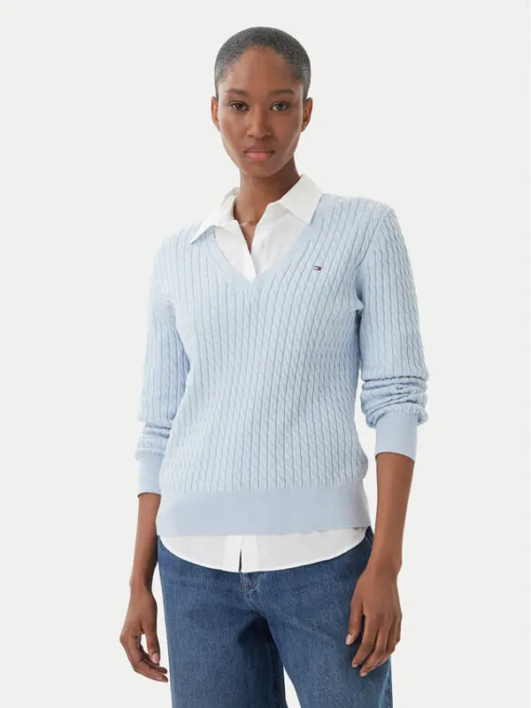 Tommy Hilfiger Tommy Hilfiger Džemper WW0WW44987 Svijetlo plava Regular Fit