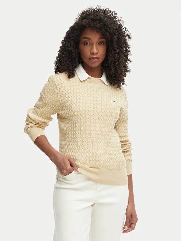 Tommy Hilfiger Tommy Hilfiger Džemper WW0WW44993 Bež Regular Fit