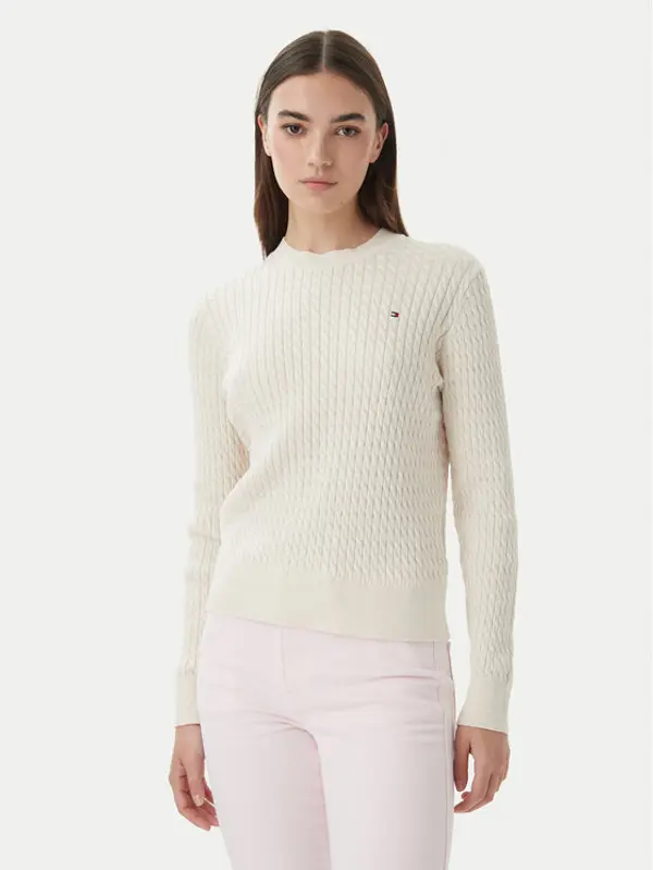 Tommy Hilfiger Tommy Hilfiger Džemper WW0WW44993 Écru Regular Fit