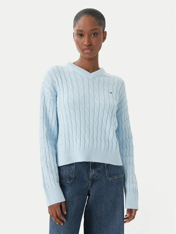 Tommy Hilfiger Tommy Hilfiger Džemper WW0WW48433 Svijetlo plava Regular Fit
