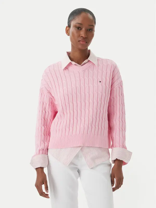 Tommy Hilfiger Tommy Hilfiger Džemper WW0WW48433 Svijetlo roza Regular Fit