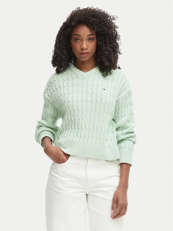Tommy Hilfiger Tommy Hilfiger Džemper WW0WW48433 Svijetlo zelena Regular Fit