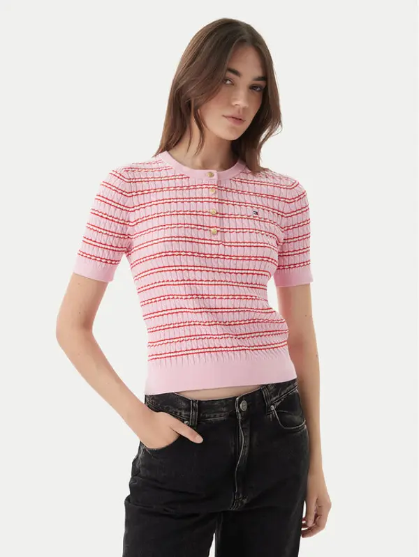 Tommy Hilfiger Tommy Hilfiger Džemper WW0WW49613 Svijetlo roza Slim Fit