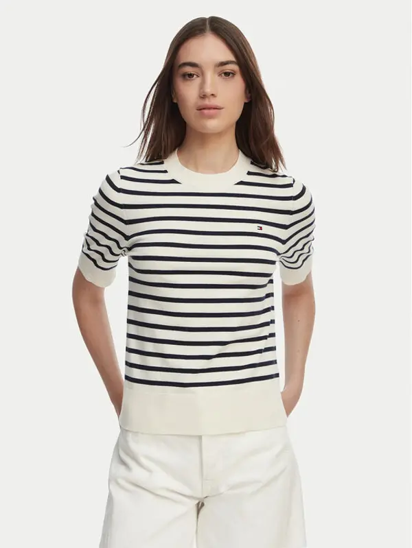 Tommy Hilfiger Tommy Hilfiger Džemper WW0WW49705 Bijela Slim Fit