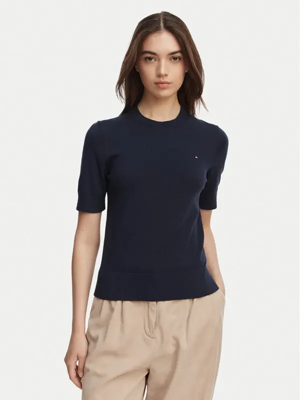 Tommy Hilfiger Tommy Hilfiger Džemper WW0WW49705 Tamnoplava Slim Fit