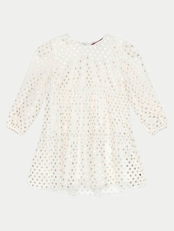 Tommy Hilfiger Tommy Hilfiger Elegantna haljina Foil Star Dress Ls KG0KG08210 M Écru Regular Fit