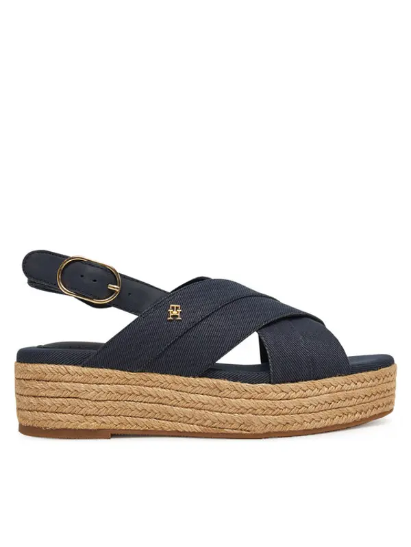Tommy Hilfiger Tommy Hilfiger Espadrile Denim Espadrille Platform Sandal FW0FW08669 Tamnoplava