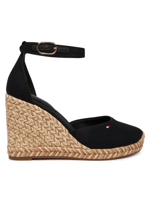 Tommy Hilfiger Tommy Hilfiger Espadrile Flag High Wedge Espad Closed Toe FW0FW09225 Crna