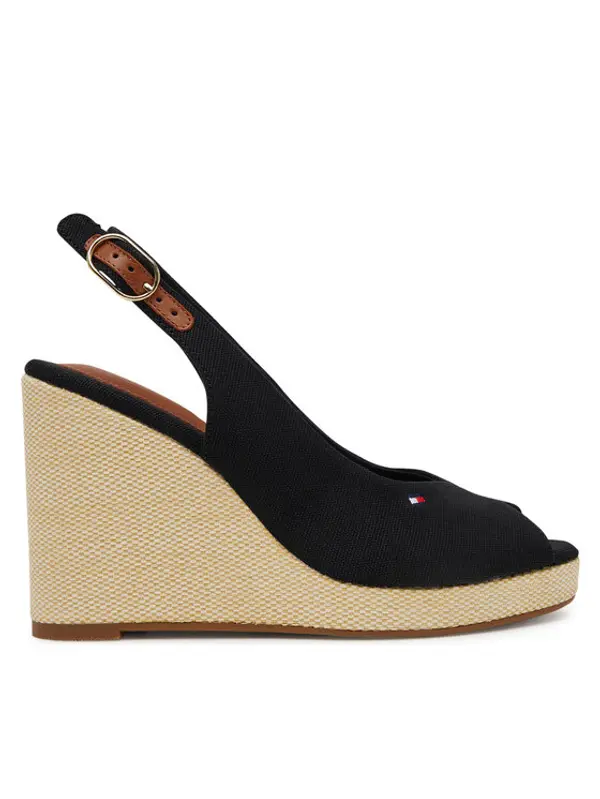 Tommy Hilfiger Tommy Hilfiger Espadrile Flag High Wedge Espad Slingback FW0FW08597 Crna