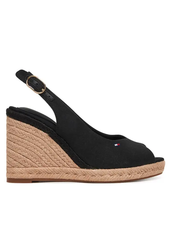 Tommy Hilfiger Tommy Hilfiger Espadrile Flag High Wedge Espad Slingback FW0FW09343 Crna