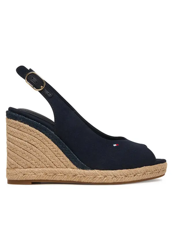 Tommy Hilfiger Tommy Hilfiger Espadrile Flag High Wedge Espad Slingback FW0FW09343 Tamnoplava