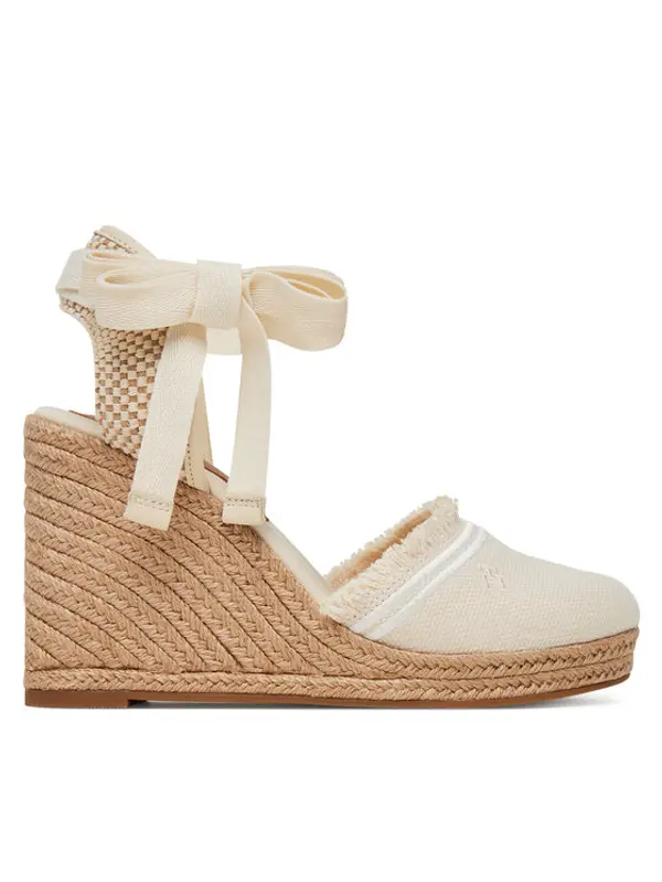 Tommy Hilfiger Tommy Hilfiger Espadrile Fringe Canvas High Wedge FW0FW08878 Écru