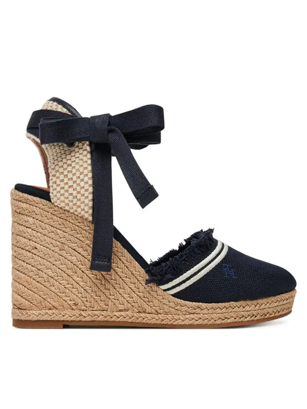 Tommy Hilfiger Tommy Hilfiger Espadrile Fringe Canvas High Wedge FW0FW08878 Tamnoplava