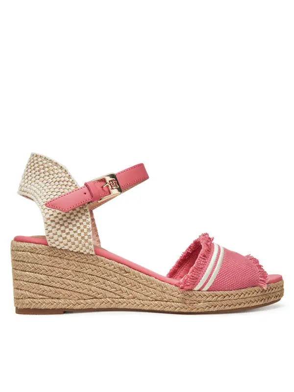 Tommy Hilfiger Tommy Hilfiger Espadrile Fringe Canvas Medium Wedge FW0FW08879 Ružičasta