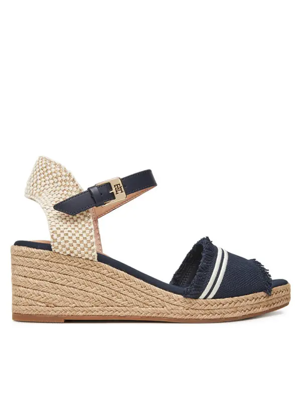 Tommy Hilfiger Tommy Hilfiger Espadrile Fringe Canvas Medium Wedge FW0FW08879 Tamnoplava