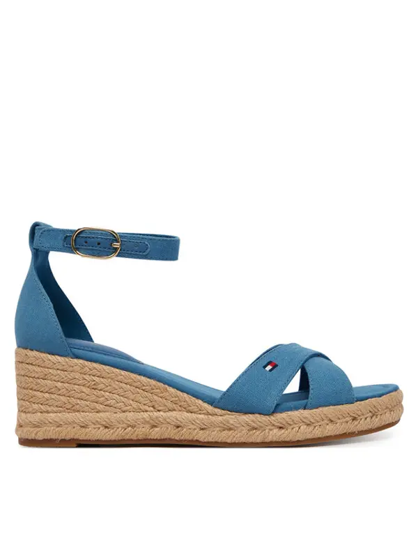 Tommy Hilfiger Tommy Hilfiger Espadrile Hemp Crossover Strap Wedge Espadrilles FW0FW09332 Plava