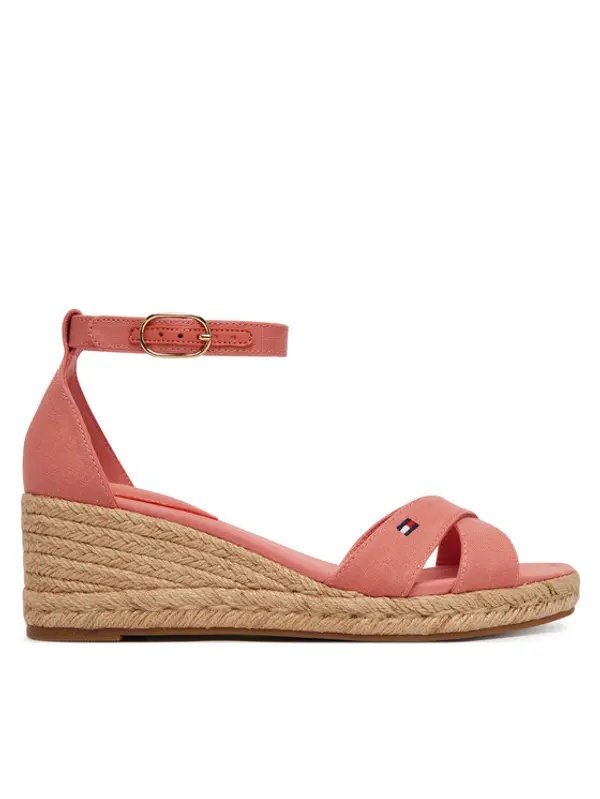 Tommy Hilfiger Tommy Hilfiger Espadrile Hemp Crossover Strap Wedge Espadrilles FW0FW09332 Ružičasta