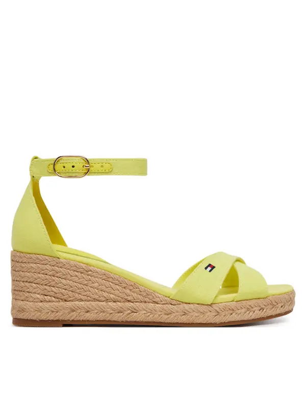 Tommy Hilfiger Tommy Hilfiger Espadrile Hemp Crossover Strap Wedge Espadrilles FW0FW09332 Zelena