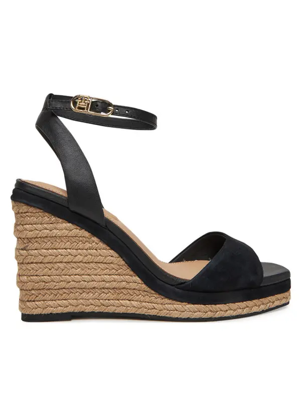 Tommy Hilfiger Tommy Hilfiger Espadrile Leather & Suede High Wedge Espad FW0FW08803 Crna