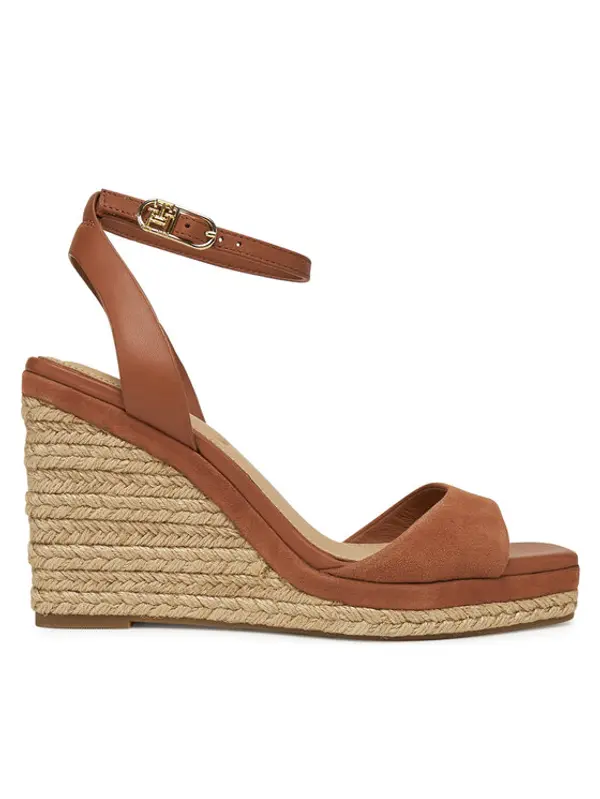 Tommy Hilfiger Tommy Hilfiger Espadrile Leather & Suede High Wedge Espad FW0FW08803 Smeđa