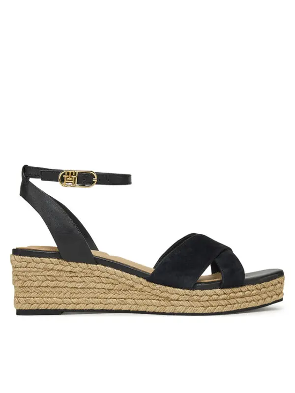 Tommy Hilfiger Tommy Hilfiger Espadrile Leather & Suede Mid Wedge Espad FW0FW08804 Crna