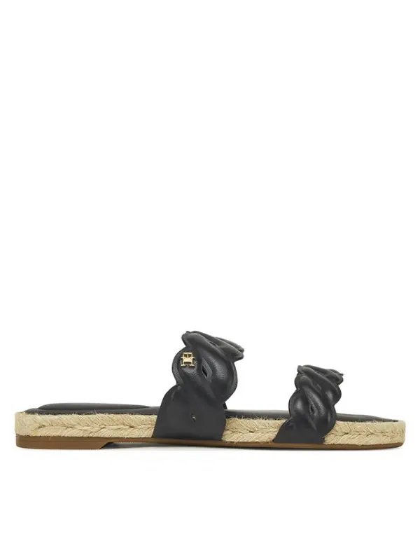 Tommy Hilfiger Tommy Hilfiger Espadrile Leather Rope Espadrille Mule FW0FW08503 Crna