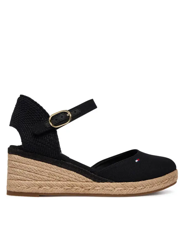 Tommy Hilfiger Tommy Hilfiger Espadrile Mid Wedge Espad Closed Toe FW0FW09233 Crna