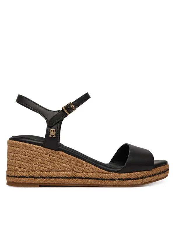Tommy Hilfiger Tommy Hilfiger Espadrile Mid Wedge Espad Leather FW0FW09340 Crna