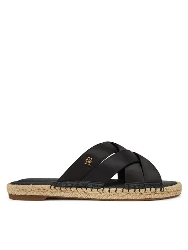 Tommy Hilfiger Tommy Hilfiger Espadrile Satin Espadrille Mule FW0FW08502 Crna