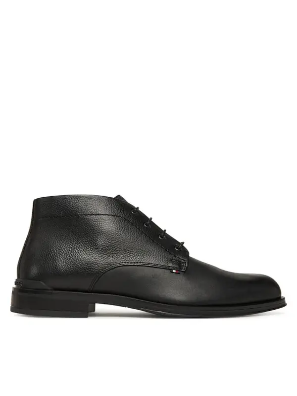 Tommy Hilfiger Tommy Hilfiger Gležnjače Corporate Hilfiger Lth Boot FM0FM05697 Crna