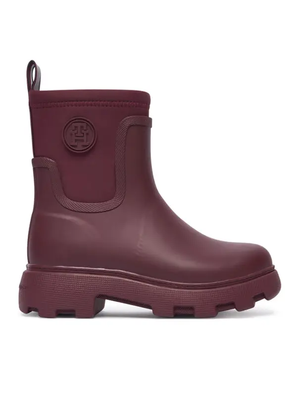 Tommy Hilfiger Tommy Hilfiger Gumene čizme Th Stamp Warm Ankle Rain Boot FW0FW09544 Tamnocrvena