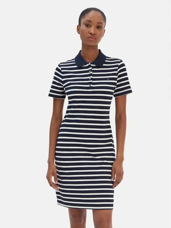 Tommy Hilfiger Tommy Hilfiger Haljina za svaki dan 1985 WW0WW43228 Tamnoplava Slim Fit