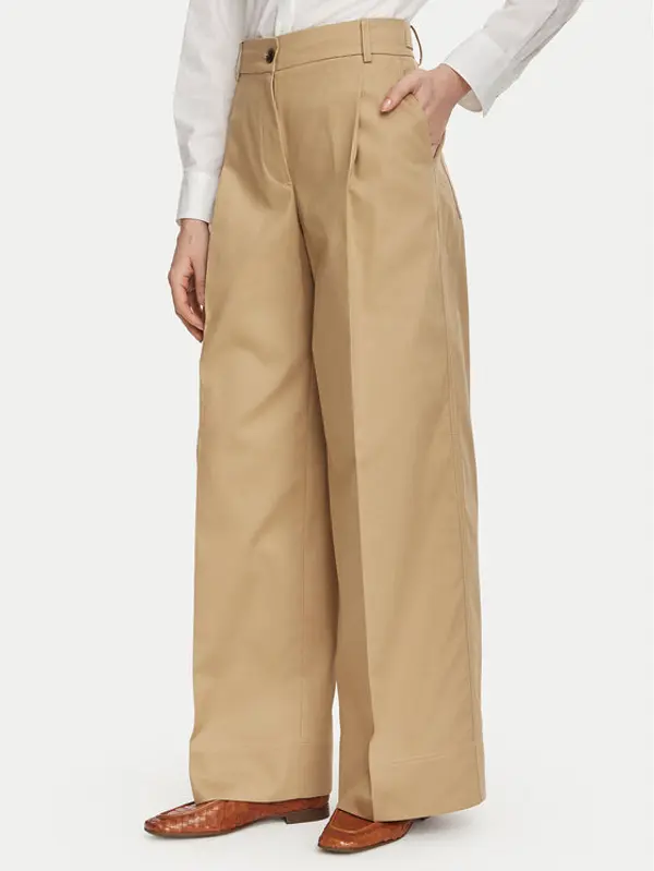 Tommy Hilfiger Tommy Hilfiger Hlače Dressing WW0WW50135 Bež Wide Leg