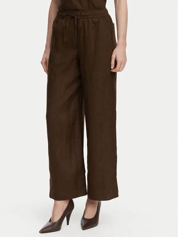 Tommy Hilfiger Tommy Hilfiger Hlače WW0WW48970 Tamno smeđa Wide Leg