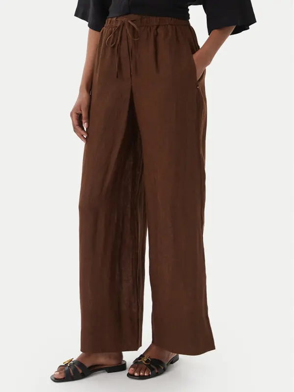 Tommy Hilfiger Tommy Hilfiger Hlače WW0WW48970 Tamno smeđa Wide Leg