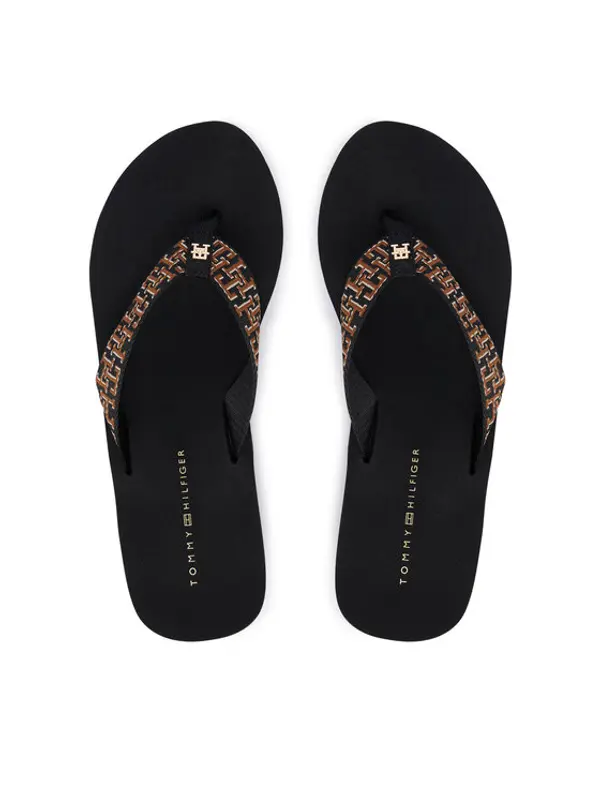 Tommy Hilfiger Tommy Hilfiger Japanke Wedge Summer Sandal Mono FW0FW09698 Crna