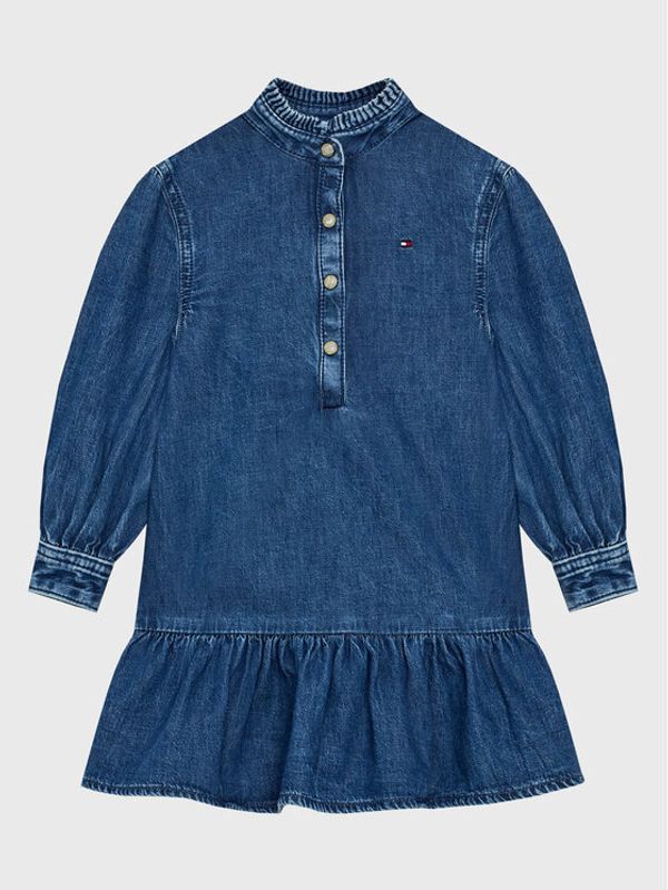 Tommy Hilfiger Tommy Hilfiger Jeans haljina Denim Frill Collar KG0KG07026 D Plava Regular Fit