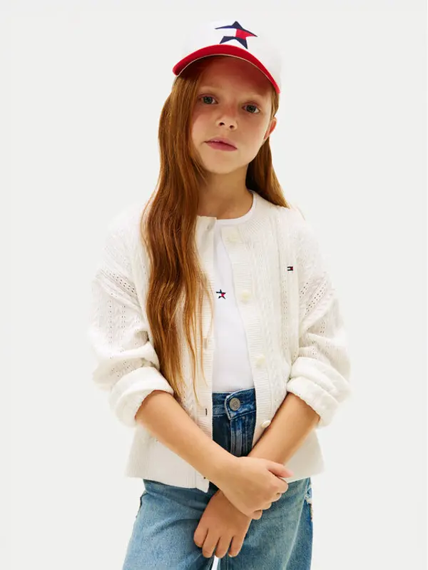 Tommy Hilfiger Tommy Hilfiger Kardigan KG0KG09378 Bijela Relaxed Fit