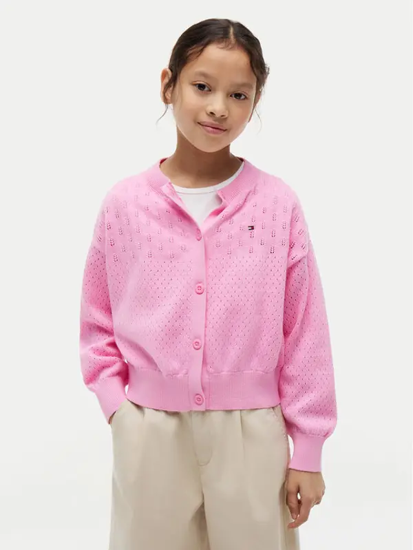 Tommy Hilfiger Tommy Hilfiger Kardigan Pointelle KG0KG09503 Svijetlo roza Relaxed Fit