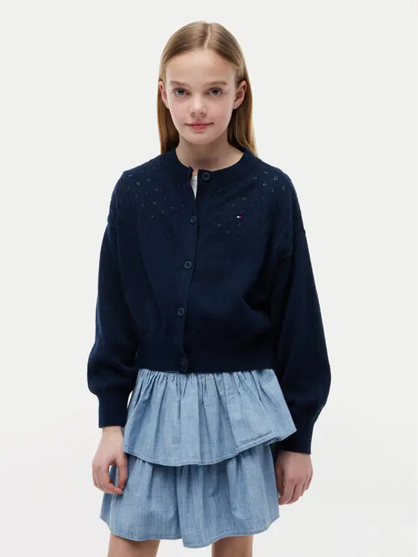 Tommy Hilfiger Tommy Hilfiger Kardigan Pointelle KG0KG09503 Tamnoplava Relaxed Fit