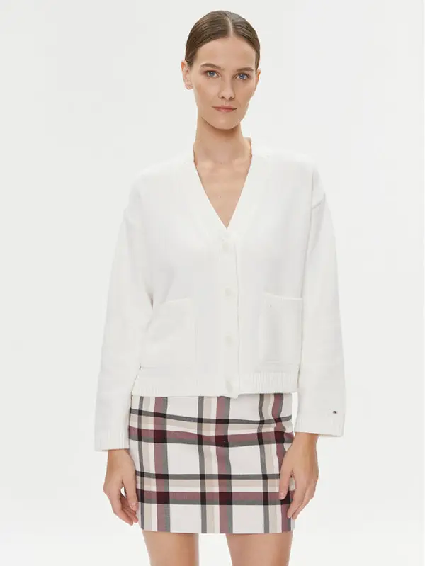 Tommy Hilfiger Tommy Hilfiger Kardigan WW0WW39015 Écru Relaxed Fit