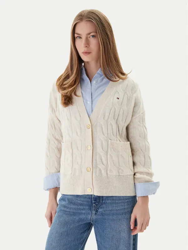 Tommy Hilfiger Tommy Hilfiger Kardigan WW0WW43089 Bež Regular Fit