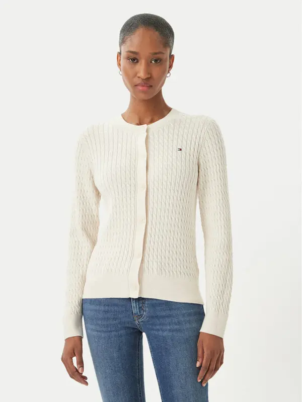 Tommy Hilfiger Tommy Hilfiger Kardigan WW0WW43329 Écru Regular Fit