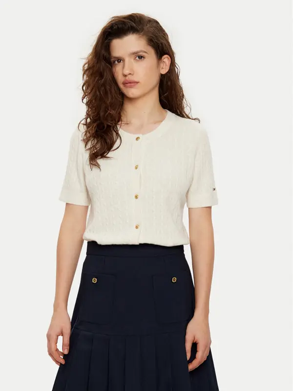 Tommy Hilfiger Tommy Hilfiger Kardigan WW0WW43958 Écru Regular Fit