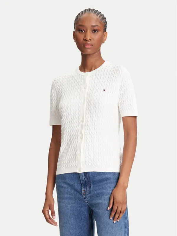 Tommy Hilfiger Tommy Hilfiger Kardigan WW0WW45707 Écru Slim Fit