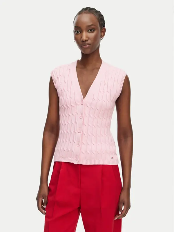 Tommy Hilfiger Tommy Hilfiger Kardigan WW0WW50075 Svijetlo roza Slim Fit