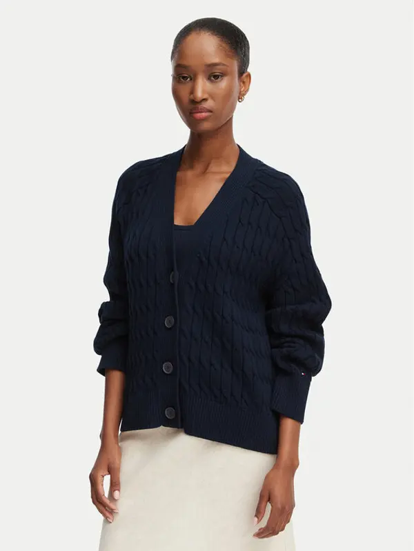 Tommy Hilfiger Tommy Hilfiger Kardigan WW0WW50078 Tamnoplava Relaxed Fit