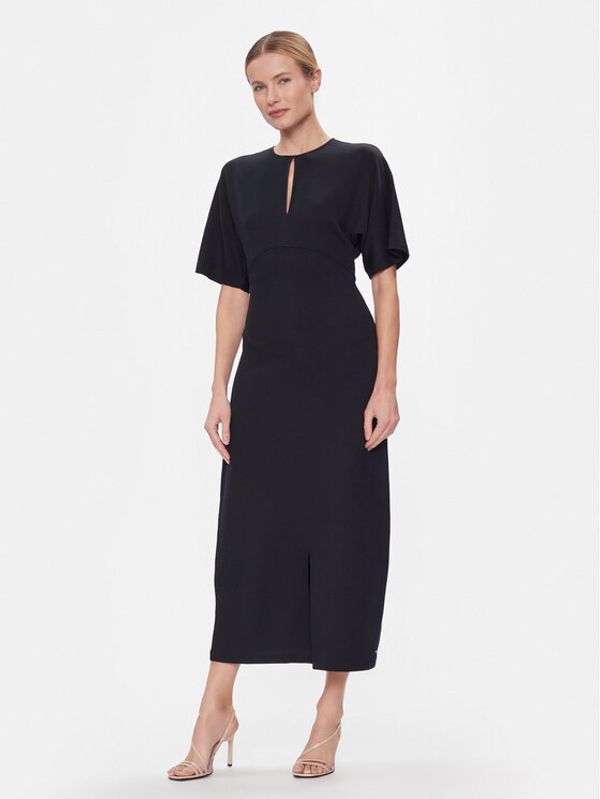 Tommy Hilfiger Tommy Hilfiger Koktel haljina Shiny Interlock C-Nk Ss WW0WW40732 Tamnoplava Regular Fit