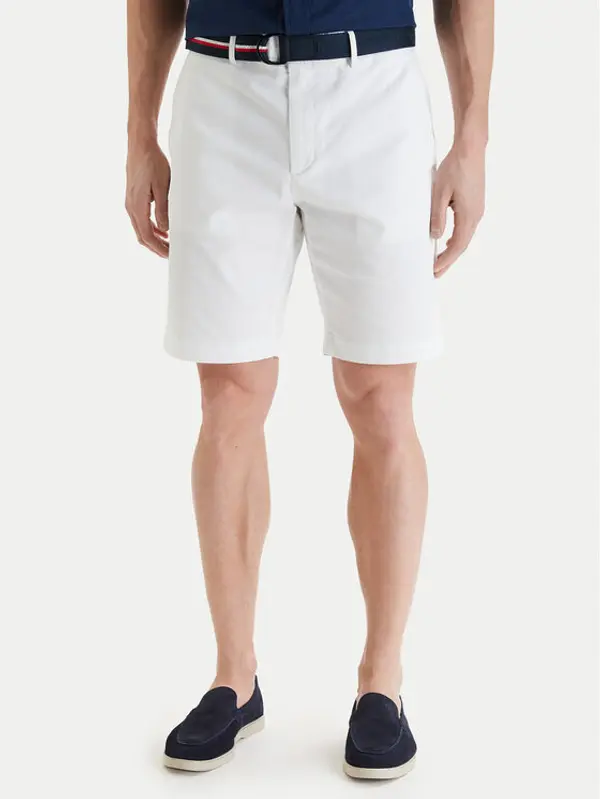 Tommy Hilfiger Tommy Hilfiger Komplet kratke hlače i remen Denton MW0MW42349 Bijela Slim Fit